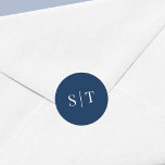 Editable Background Color Wedding Monogram Classic Round Sticker<br><div class="desc">This monogram wedding sticker features the initials of the wedding couple in white against an editable background color; to change it from blue to the color of your choice, click the customize button. Check out other matching wedding items here https://www.zazzle.com/collections/editable_color_border_round_monogram_wedding_3-119849489745229594?rf=238364477188679314&tc=rc . Personalize it by replacing the placeholder text. For more...</div>