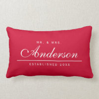 Editable Background Color Wedding Mr and Mrs Name Lumbar Pillow