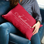 Editable Background Color Wedding Mr and Mrs Name Lumbar Pillow<br><div class="desc">This versatile Mr and Mrs Family Name pillow with editable front and back background color features your family name in an elegant cursive font and below a thin line, state when your family was established. Makes a great keepsake or wedding gift. Personalize it by replacing the placeholder text. For more...</div>