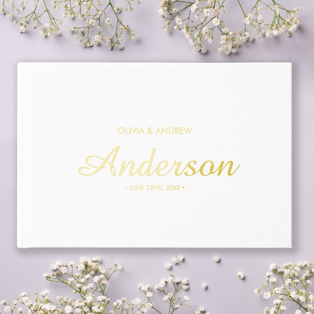 Editable Background Color Wedding Script Foil Guest Book (Creator Uploaded)