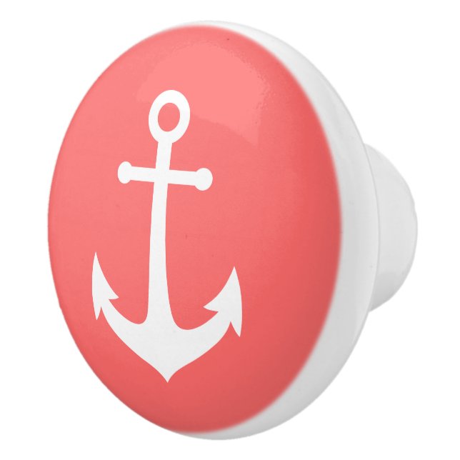 Editable Background Color White Anchor Ceramic Knob (Right)