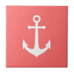 Editable Background Color White Anchor Ceramic Tile<br><div class="desc">Nautical ceramic tile featuring a white anchor against a background color that is editable (click customize to change).

To add text text click the "Customize" button. 

*Please note that the Zazzle Watermark that appears in the zoom preview will NOT appear on the final printed product. 

© Rosewood and Citrus</div>