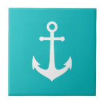 Editable Background Color White Anchor Ceramic Tile<br><div class="desc">Nautical ceramic tile featuring a white anchor against a background color that is editable (click customize to change).

To add text text click the "Customize" button. 

*Please note that the Zazzle Watermark that appears in the zoom preview will NOT appear on the final printed product. 

© Rosewood and Citrus</div>