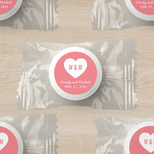 Editable Background Monogram Heart Modern Wedding Life Saver® Mints