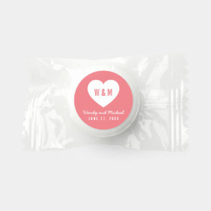 Editable Background Monogram Heart Modern Wedding Life Saver® Mints