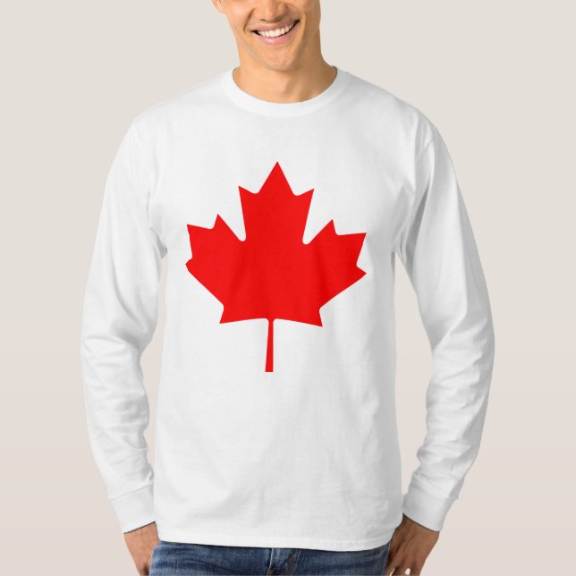 Editable Background Red Canada Maple Leaf Souvenir T-Shirt (Front)