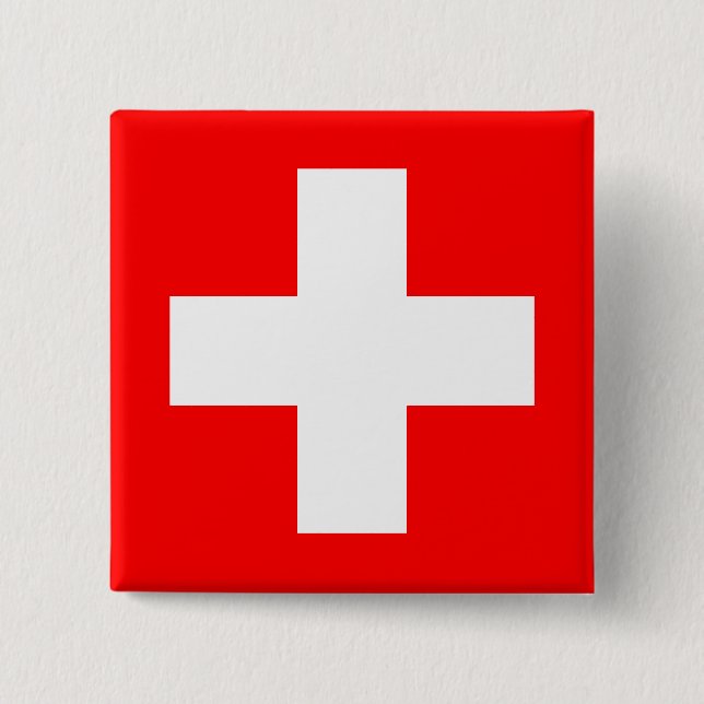 Editable Background, The Flag of Switzerland Pinback Button (Front)