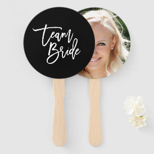 Editable Background White Brush Script Team Bride Hand Fan