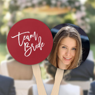 Editable Background White Brush Script Team Bride Hand Fan