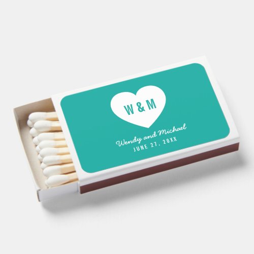 Editable Background White Monogram Heart Modern Matchboxes