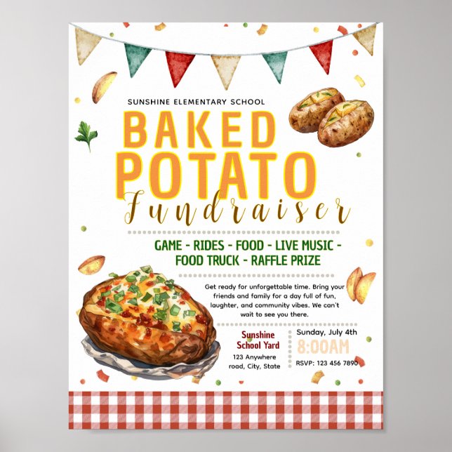 Editable baked potato fundraiser flyer poster (Front)
