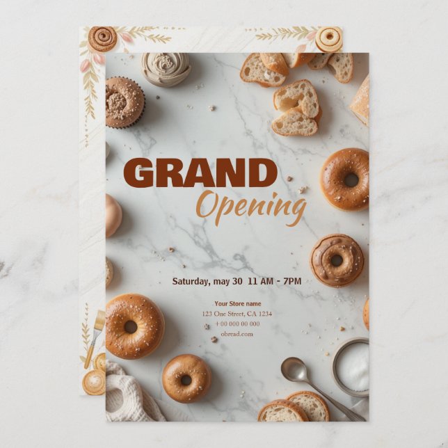 Editable Bakery Grand Opening Invitation (Front/Back)