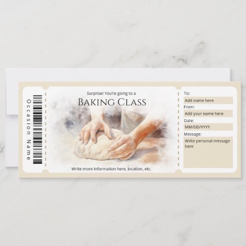 Editable  Baking Class Gift Certificate Template