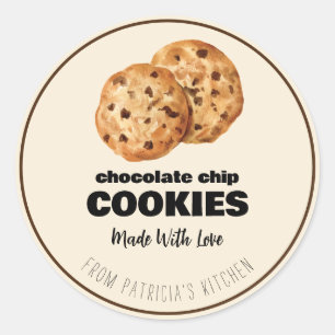 Editable Baking Watercolor Cookie Baked With Love Classic Round Sticker