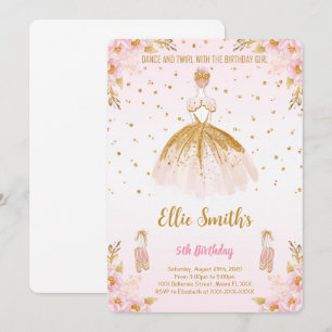Editable Ballerina Birthday Invitation