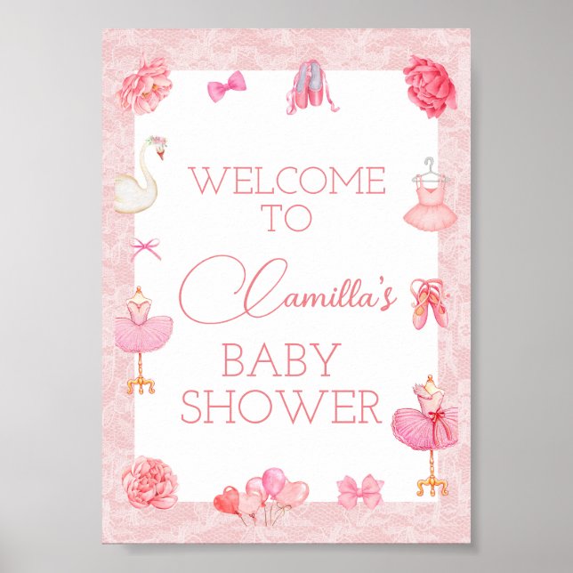 Editable Ballerina Party Welcome Sign (Front)