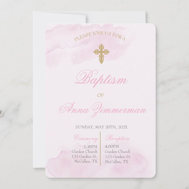 Editable baptism girl invitation (Front)