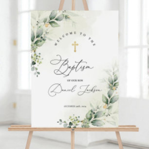 Editable Baptism Welcome Sign Template, Greenery