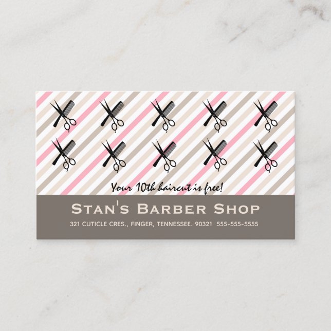 Editable Barber Shop Loyalty Rewards Card (Front)
