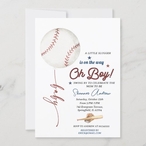 Editable Baseball Baby Shower Rookie Baby Sprinkle Invitation