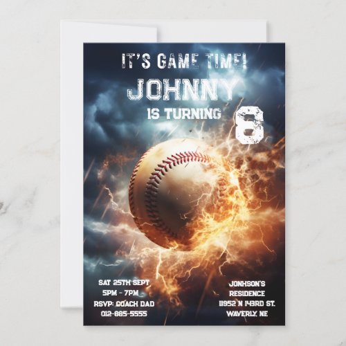 Editable Baseball Birthday Invitation