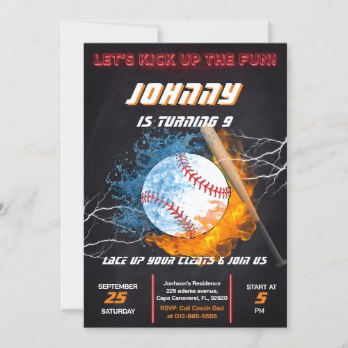 Editable Baseball Birthday Invitation Template