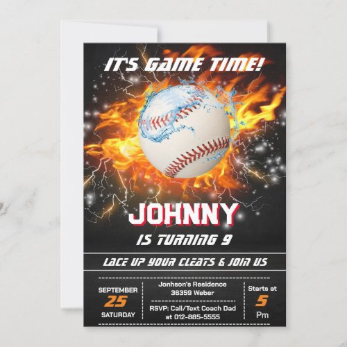 Editable Baseball Birthday Party Invitation