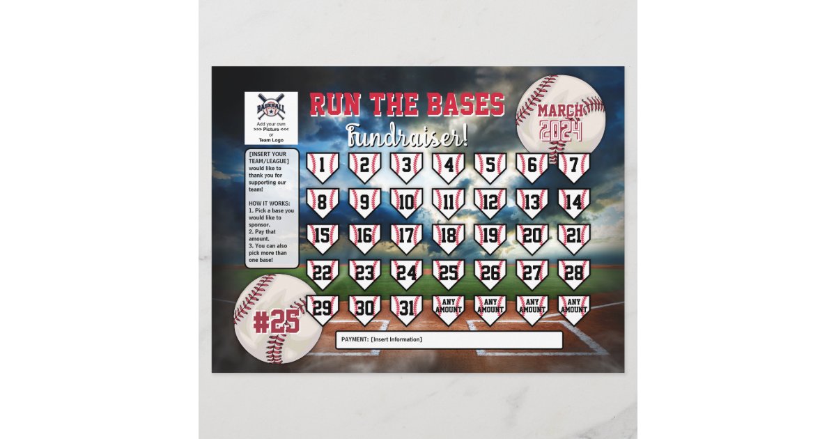 Editable Baseball Calendar Fundraiser Flyer Invitation | Zazzle