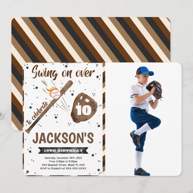 Editable Baseball Photo Invitation (Front/Back)