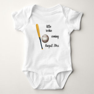 Editable Baseball Rookie Estimated Arrival Baby Bodysuit