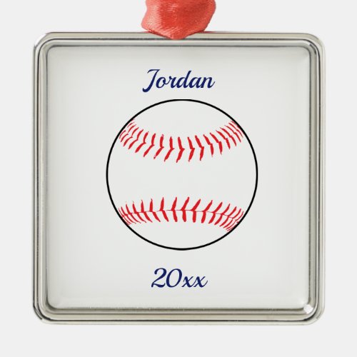 Editable Baseball Softball Metal Ornament