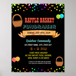 Editable Basket Raffle Fundraiser Flyer Poster