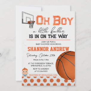 Editable Basketball Baby Shower Invitation