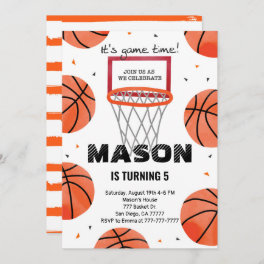 Editable basketball Birthday Invitation