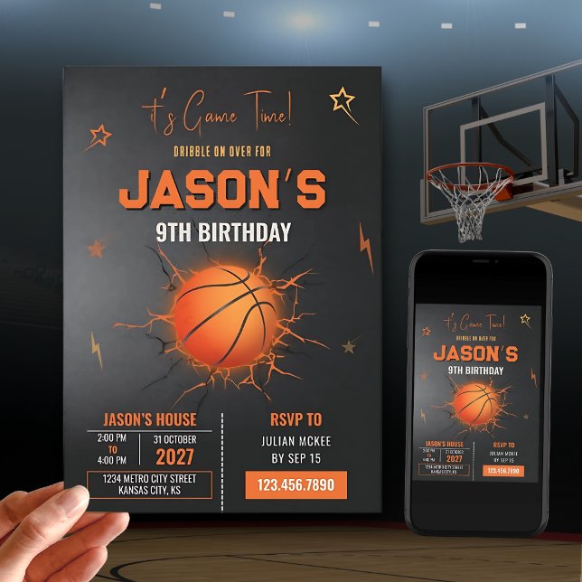 Editable Basketball Birthday  Invitation (Creator Uploaded)