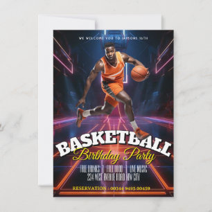 Editable Basketball Birthday Invitation flyer