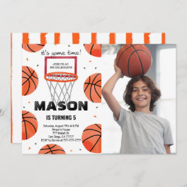 Editable basketball Birthday Photo Invitation