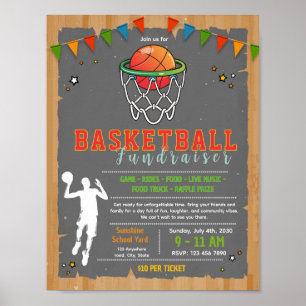 Editable basketball fundraiser flyer poster