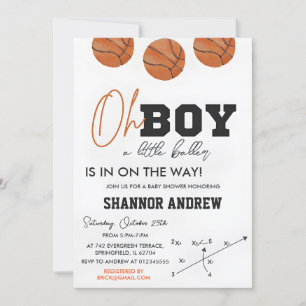 Editable Basketball Oh Boy Baby Shower Invitation