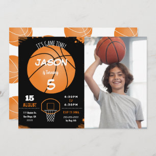 Editable basketball Photo Invitation