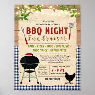 Editable bbq chicken fundraiser flyer poster