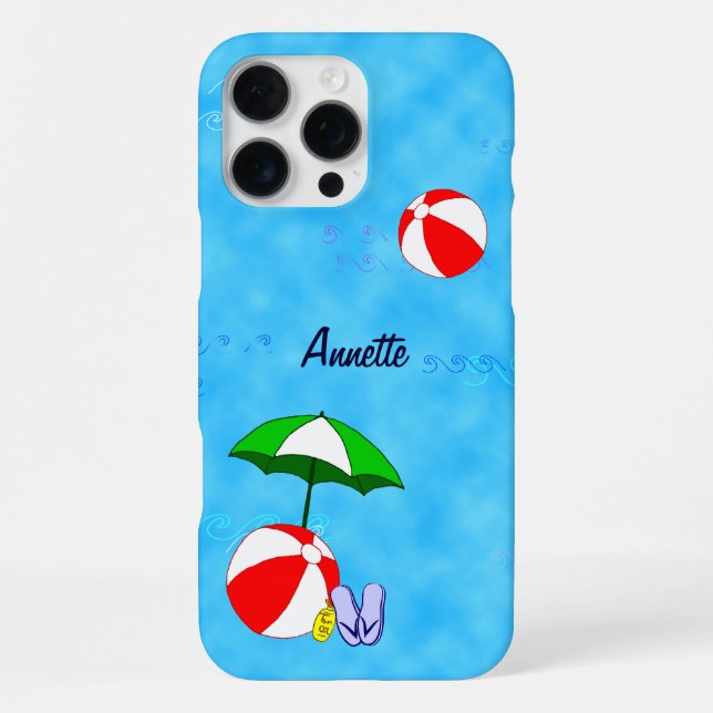Editable Beach Ball Pool Toys Nautical Iphone Case (Back)