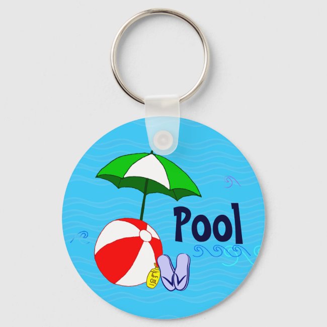 Editable Beach Ball Pool Umbrella Waves