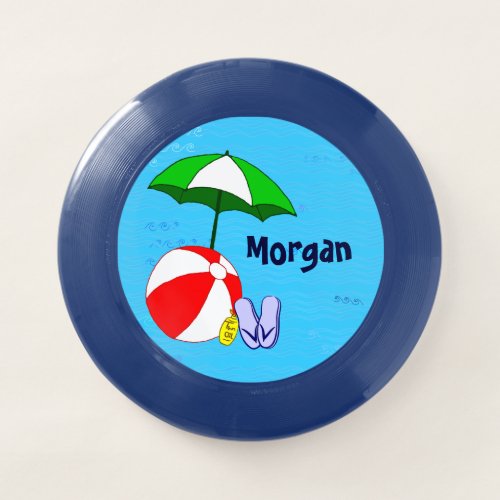 Editable Beach Ball Pool Umbrella Waves Wham_O Frisbee