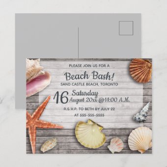 Editable Beach Bash Shells Party Invitation | Zazzle