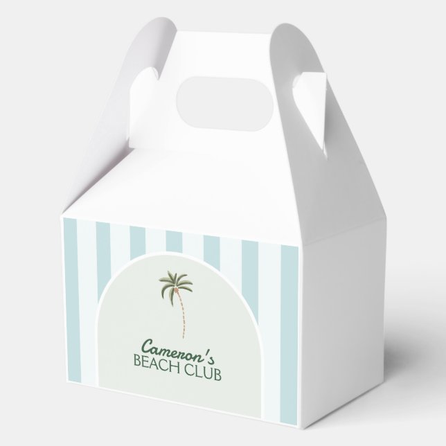 Editable Beach Club Cabana Birthday Favor Boxes (Back)