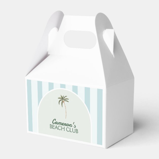Editable Beach Club Cabana Birthday Favor Boxes (Front Side)