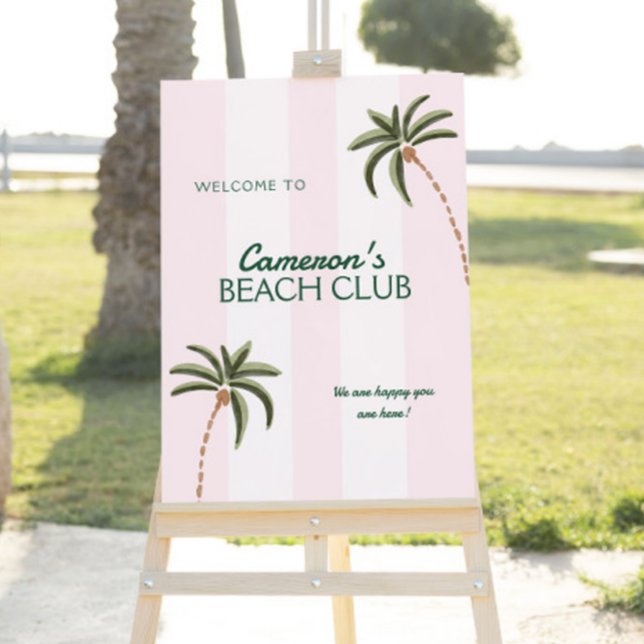Editable Beach Club Cabana Birthday Foam Board (Welcome Sign Cabana Beach Club Birthday Bash, Bachelorette, Bridal Shower, Baby Shower, Teen )