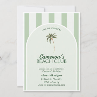 Editable Beach Club Cabana Invitation Birthday
