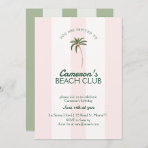 Editable Beach Club Cabana Invitation Birthday